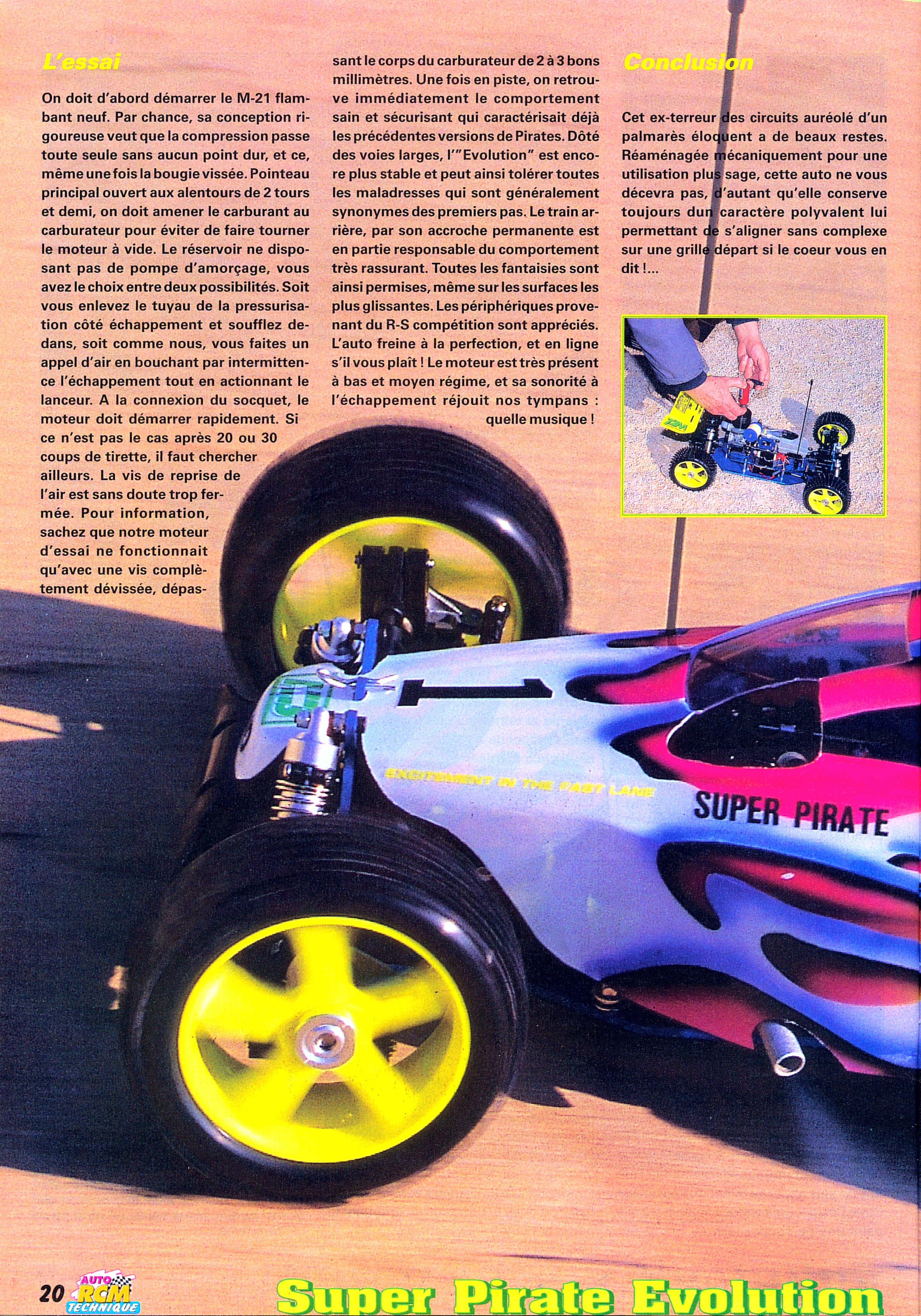 Rétro Modélisme • Super Pirate Evolution (Essai voiture) Philippe Boeri TT  1/8 Thermique T2M (Auto RCM Technique n°69 M/A/1999)